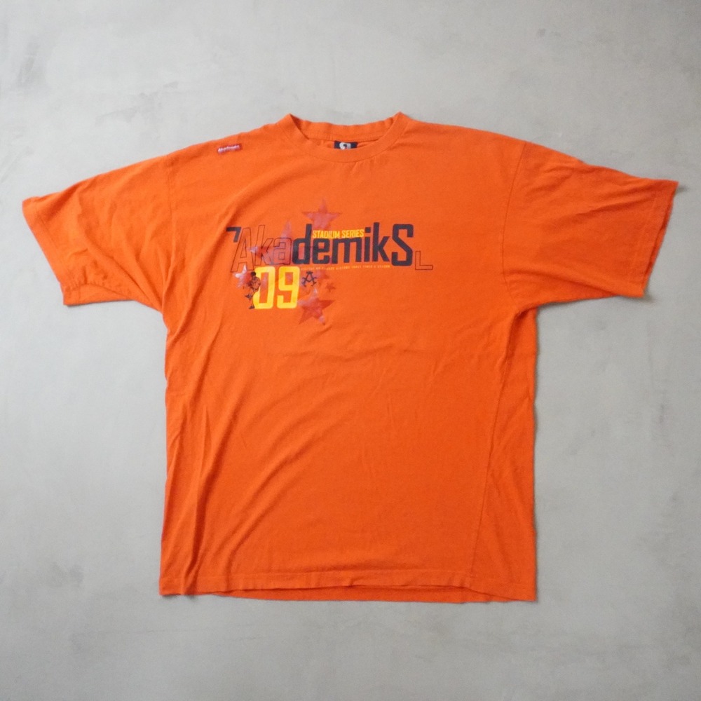 Vintage Akademiks Stadium Series T-Shirt XL Rap 09 Orange Graphic Streetwear